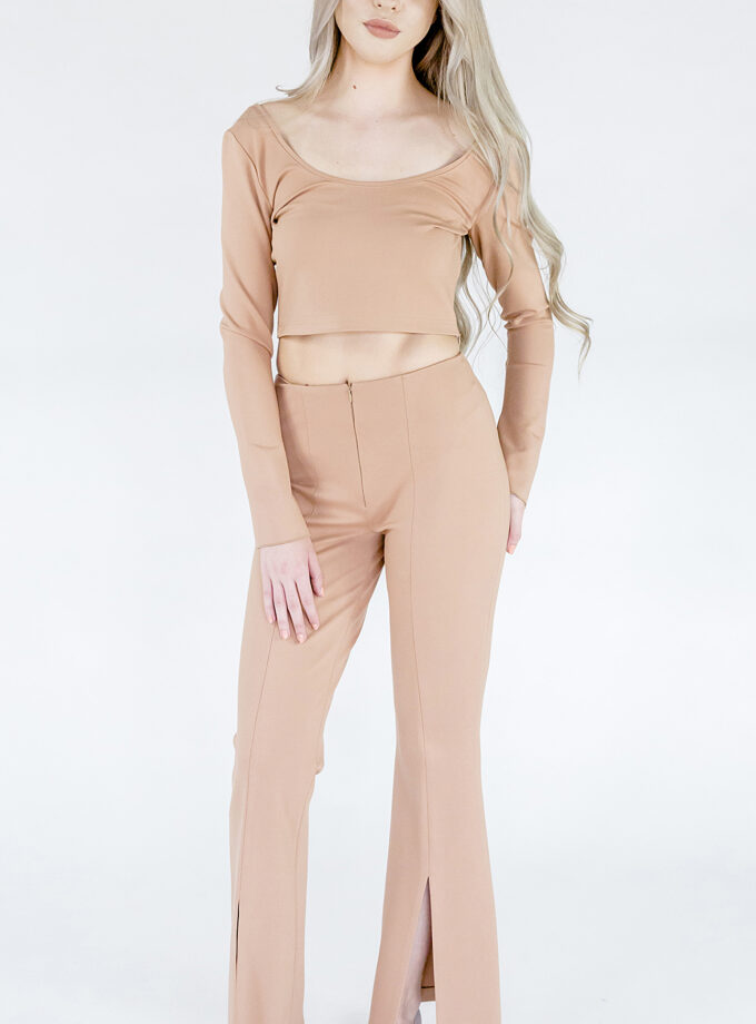 Bluză Crem Cropped Din Tricot