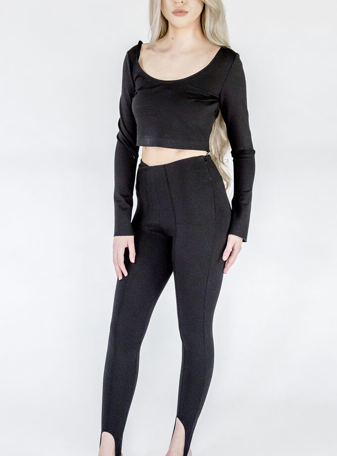 Bluză Neagră Cropped Din Tricot