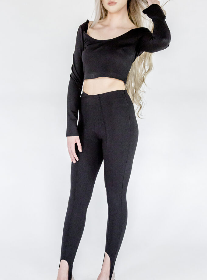 Bluză Neagră Cropped Din Tricot