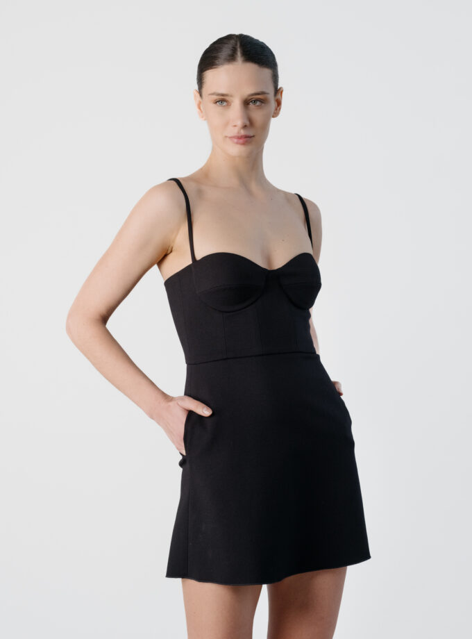 Rochie Scurtă Din Tricot Neagră