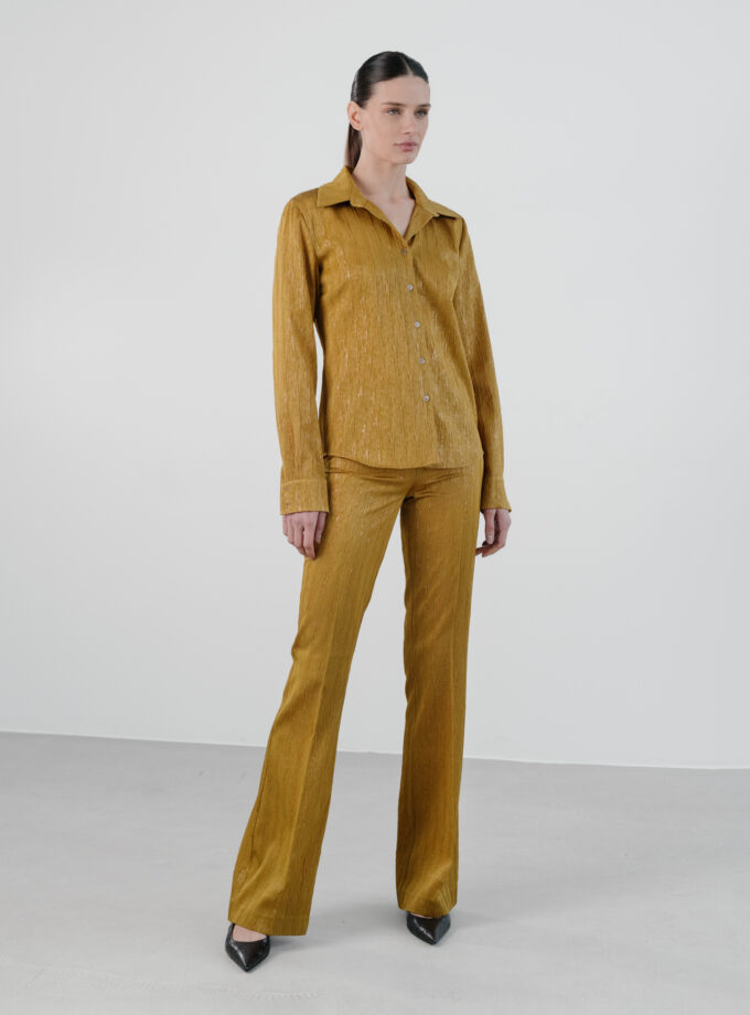 Pantaloni Din Jacquard Auriu