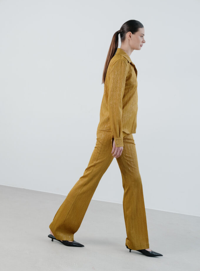 Pantaloni Din Jacquard Auriu